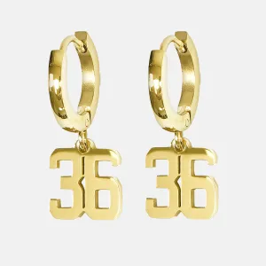 36 Number Earring - Gold Plated Stainless Steel
