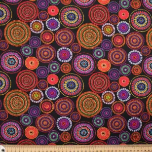 Australian Abstracts Collection Circle Dream Blacks Cotton Prints