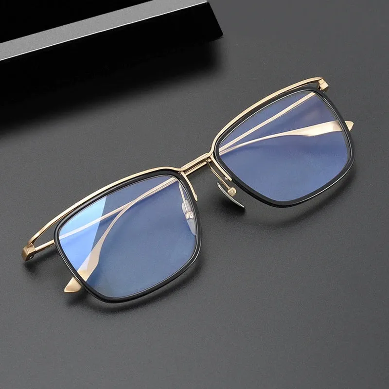 Black Mask Unisex Full Rim Brow Line Square Titanium Acetate Eyeglasses M106