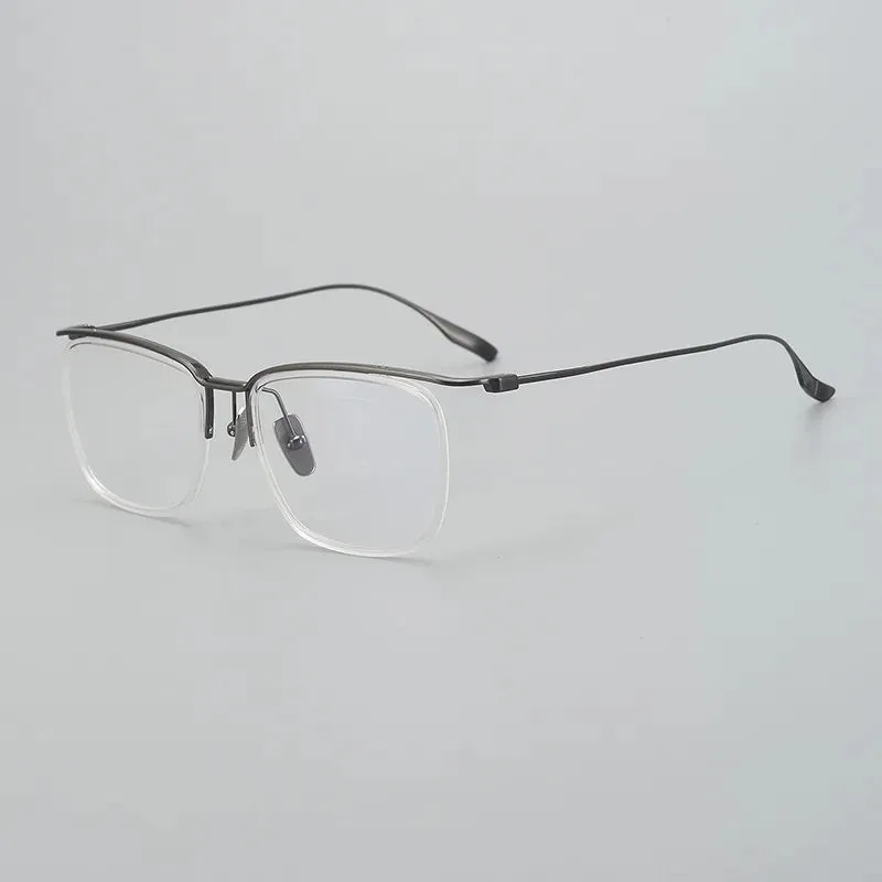 Black Mask Unisex Full Rim Brow Line Square Titanium Acetate Eyeglasses M106
