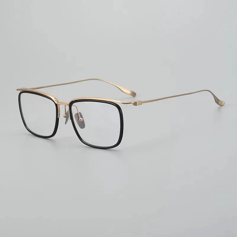 Black Mask Unisex Full Rim Brow Line Square Titanium Acetate Eyeglasses M106