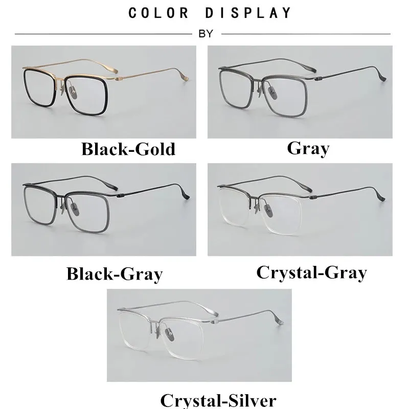 Black Mask Unisex Full Rim Brow Line Square Titanium Acetate Eyeglasses M106