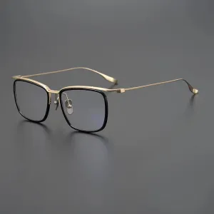 Black Mask Unisex Full Rim Brow Line Square Titanium Acetate Eyeglasses M106