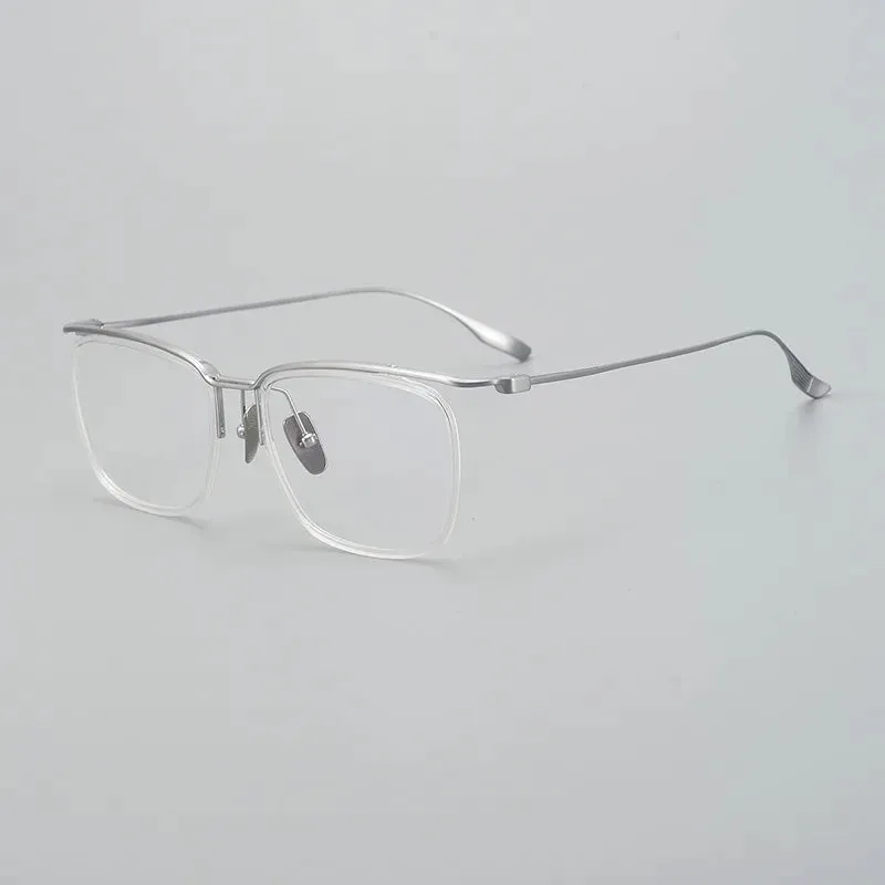 Black Mask Unisex Full Rim Brow Line Square Titanium Acetate Eyeglasses M106