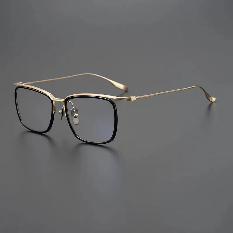 Black Mask Unisex Full Rim Brow Line Square Titanium Acetate Eyeglasses M106