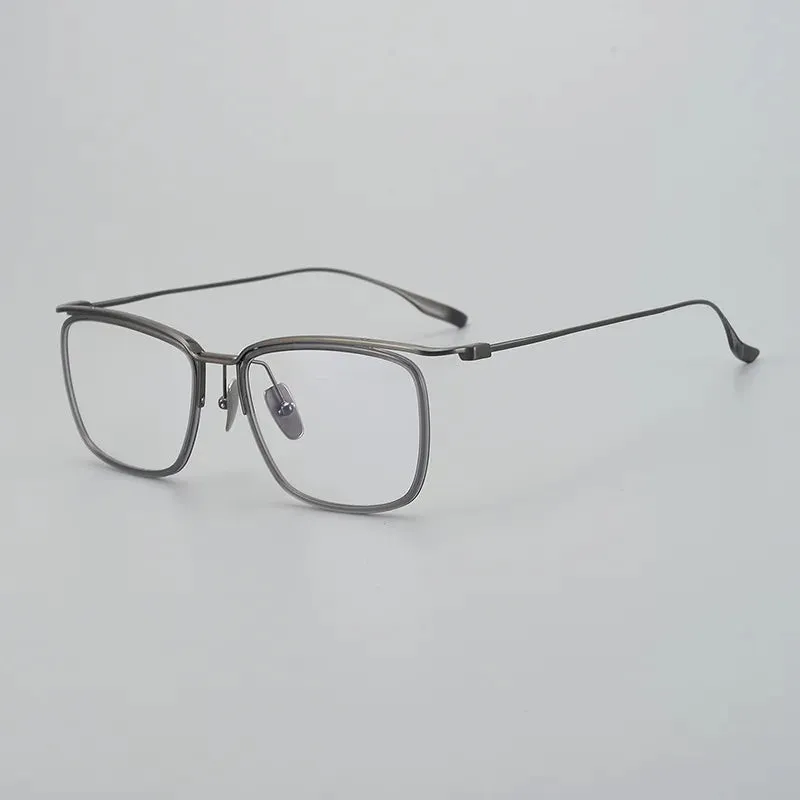 Black Mask Unisex Full Rim Brow Line Square Titanium Acetate Eyeglasses M106