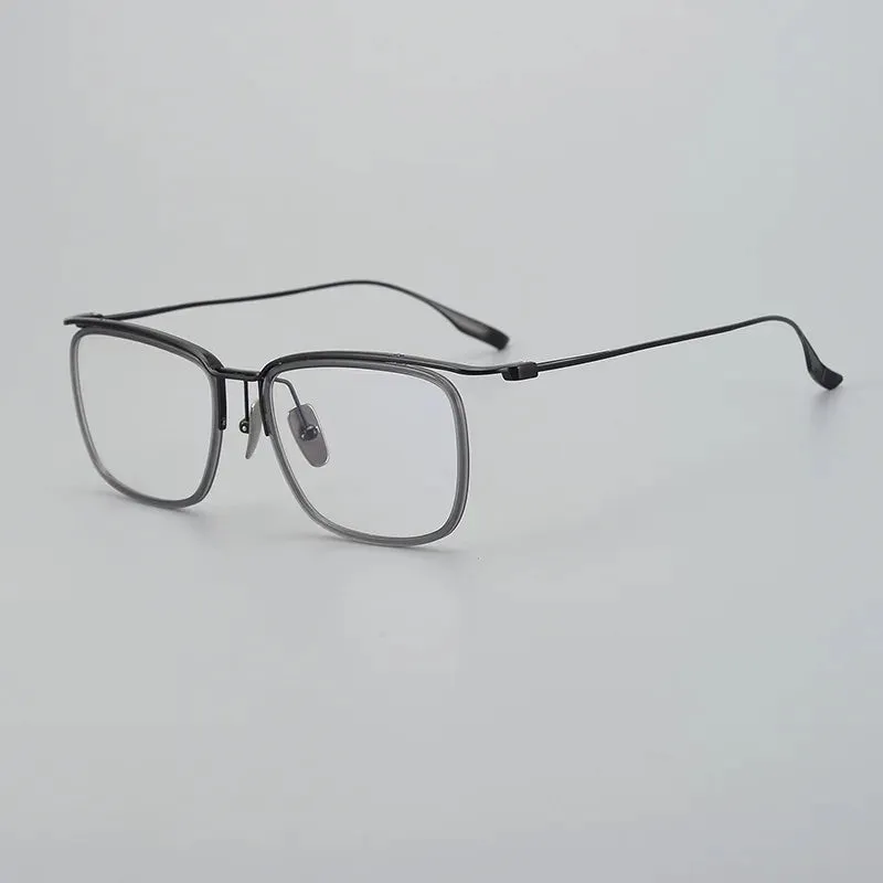 Black Mask Unisex Full Rim Brow Line Square Titanium Acetate Eyeglasses M106