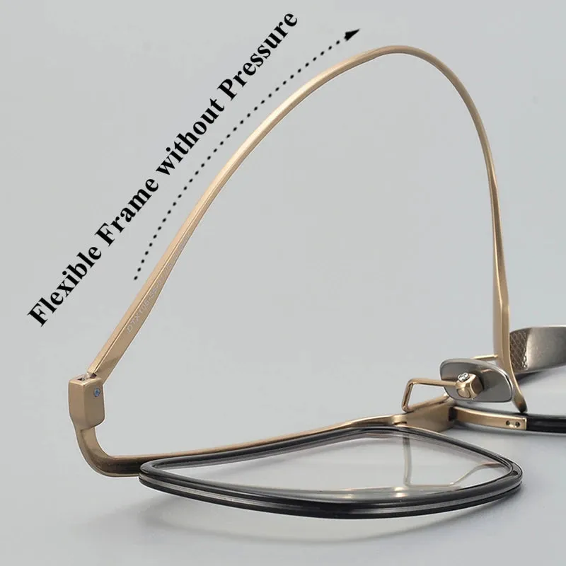 Black Mask Unisex Full Rim Brow Line Square Titanium Acetate Eyeglasses M106