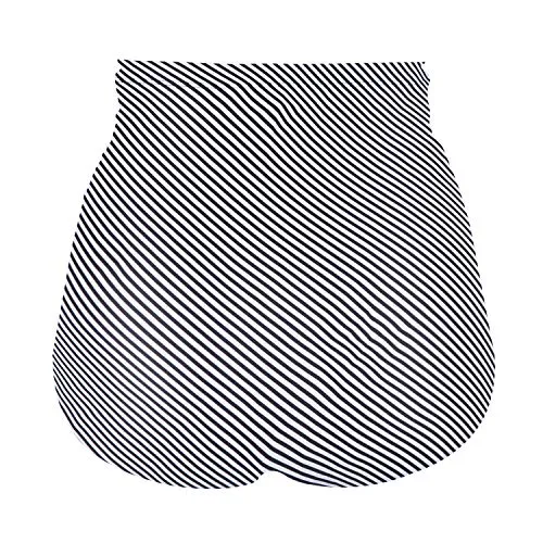 Booty Coverage Thick Fabric Women Bikini Bottoms-Black And White Stripe