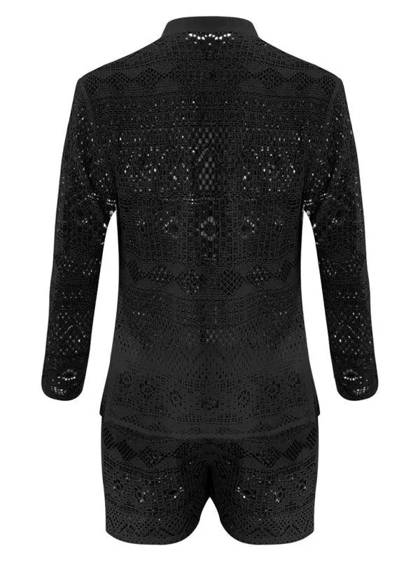Chic Men's Casual Ensemble: Trendy Long Sleeve Shirts & Fashion-Forward Shorts for Effortless Style