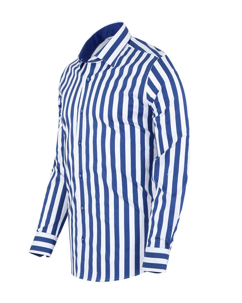 Dark Blue Bold Striped Classic Men's Shirt