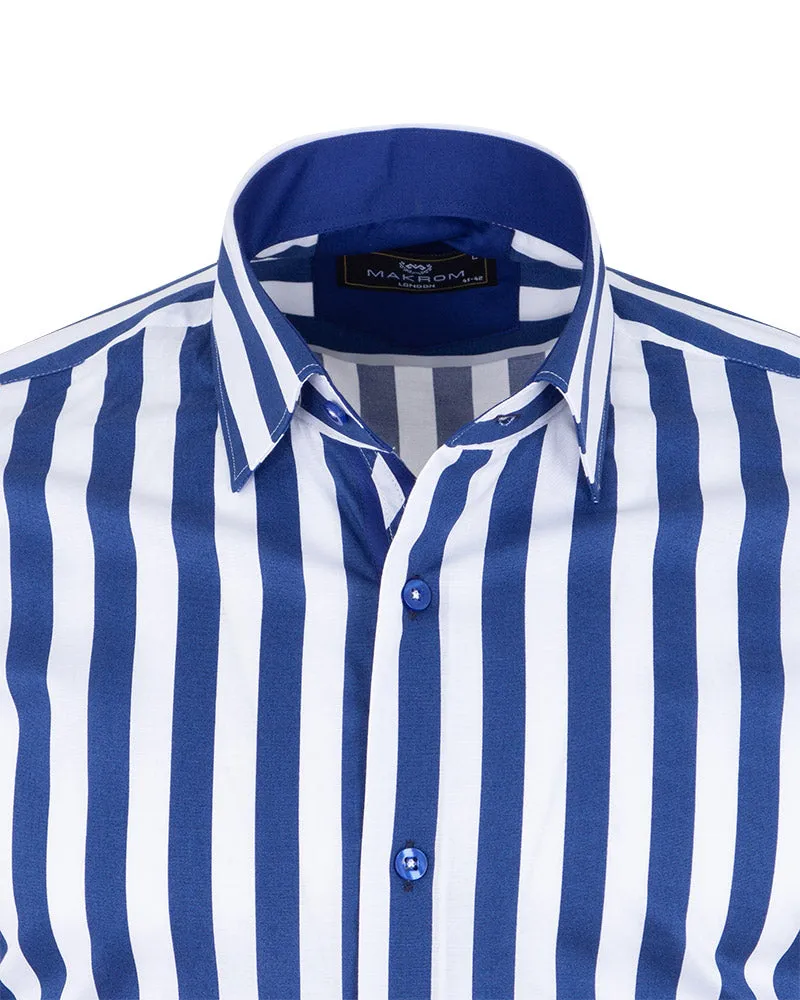 Dark Blue Bold Striped Classic Men's Shirt