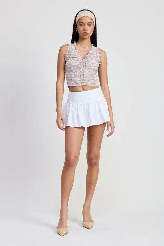 Emory Park V Neck Sleevelesss Ruched Floral Top