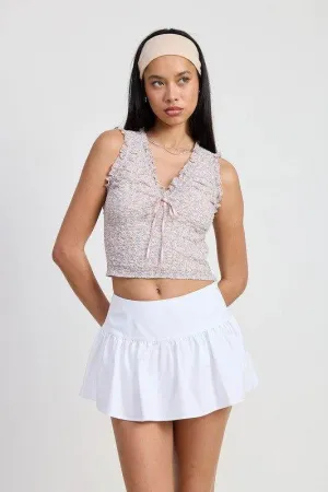 Emory Park V Neck Sleevelesss Ruched Floral Top