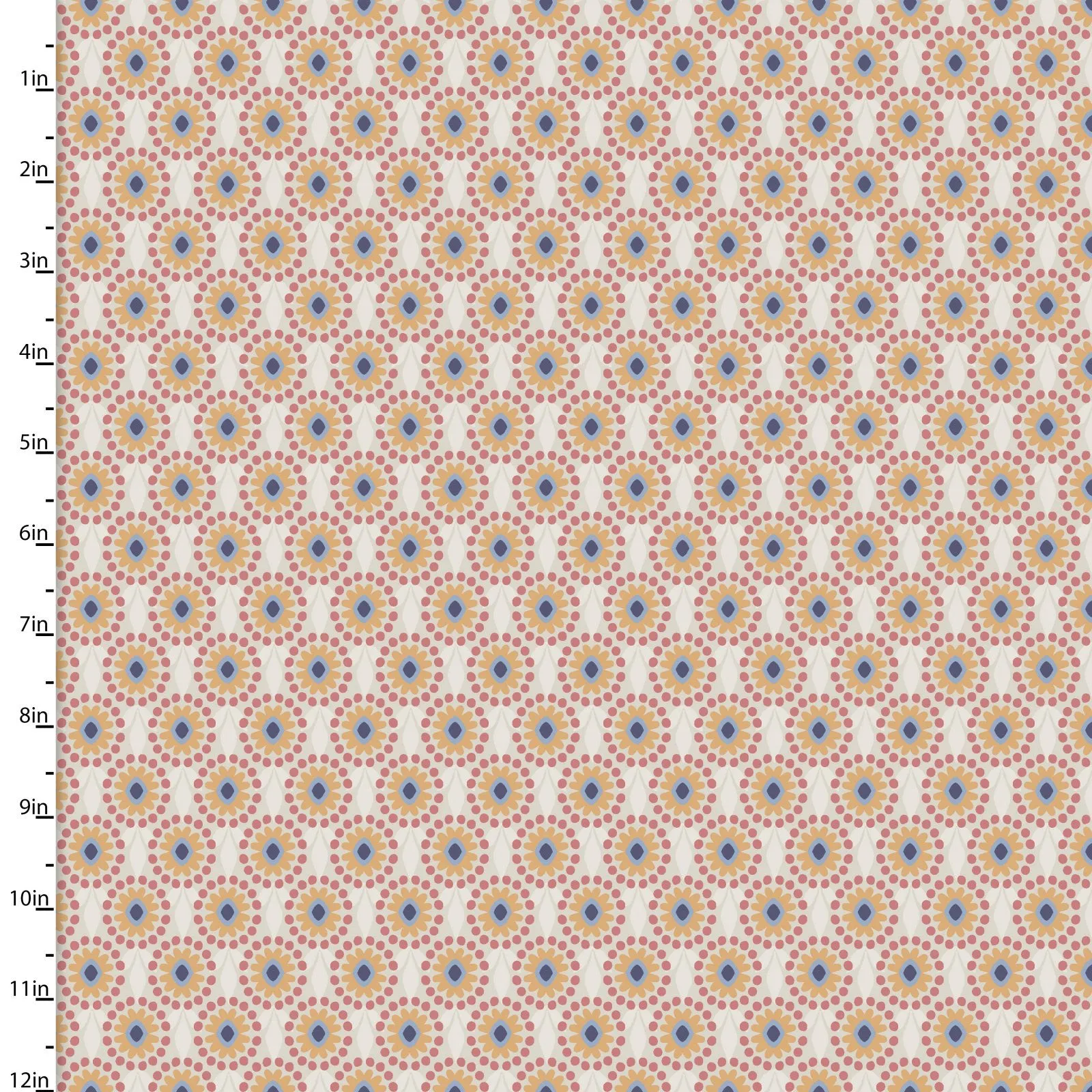 Fabric Editions Quentin Orange Floral Dots on Tan Cotton Prints