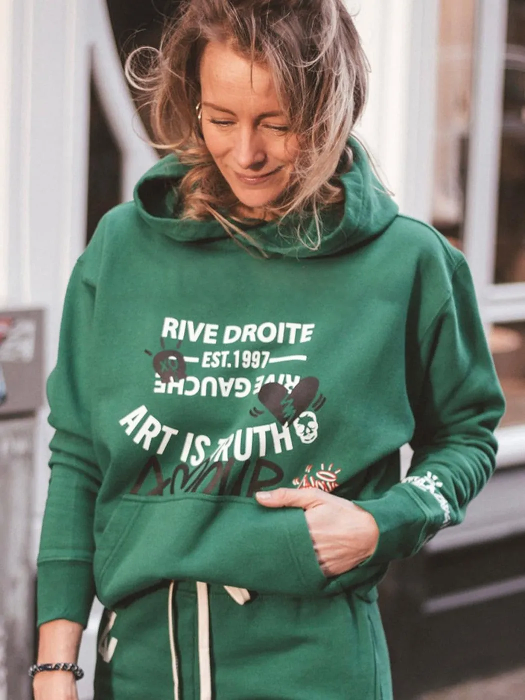Fashionkova  Beading Graphic Hoodies Woman Pockets Hooded Pullovers Spring Autumn Casual Vintage Rock Sweatshirt Tops 2022