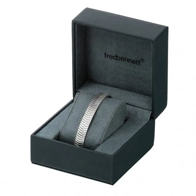 Fred Bennett Stainless Steel Black Leather Woven Bracelet B4377