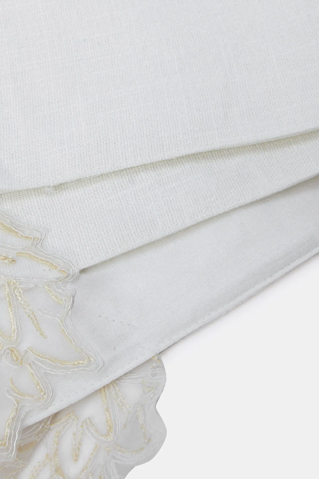 Ivory Floral Applique Embroidered Table Runner