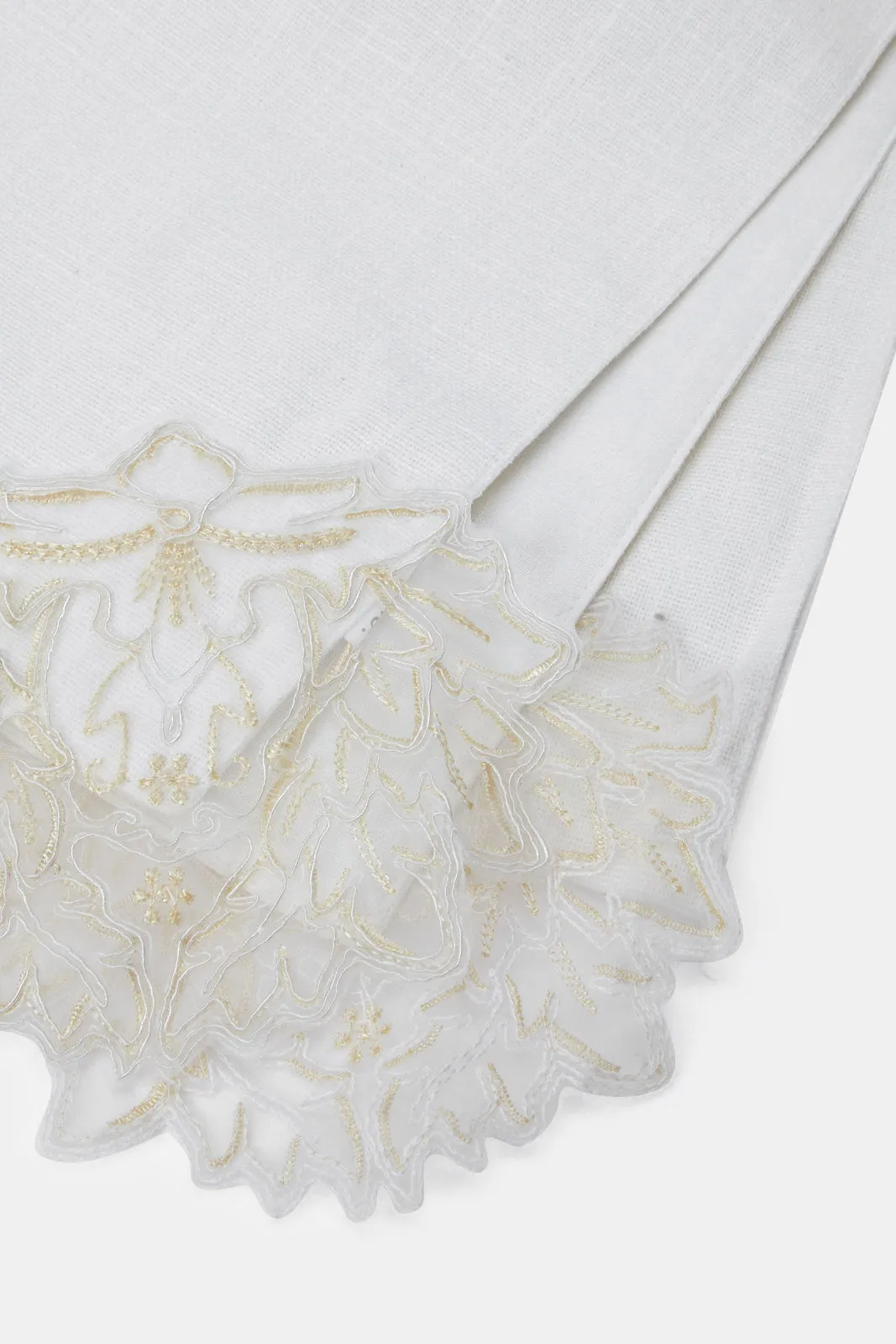 Ivory Floral Applique Embroidered Table Runner
