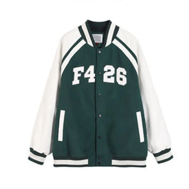 Joskaa Christmas Gift Women Vintage Varsity Baseball Jacket PU Leather Couple Splice Large Letter Patch Jacket Harajuku Causal Oversized Streetwear