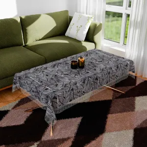 Kuber Industries Table Cover | PVC Dining Table Cover | Table Cloth | Center Table Cover | Table Cover for Kitchen Table | Transparent Leaf Table Cover for Hall Décor | 48x60 Inch | Black