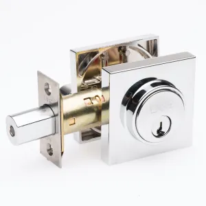 Lane Slimline Single Cylinder Deadbolt Square Polished Chrome