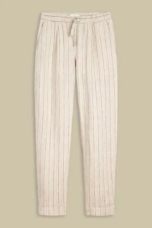Lourdes Pants | Linen Stripe Red
