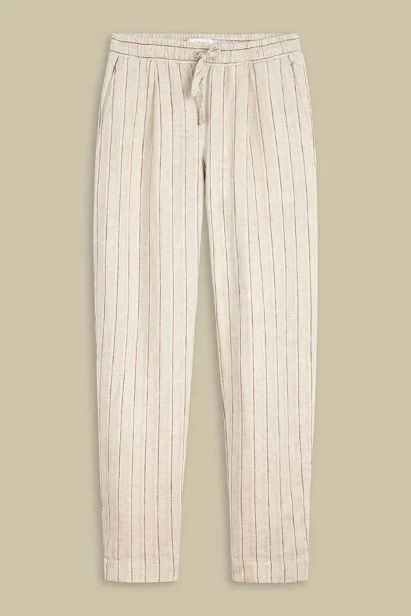 Lourdes Pants | Linen Stripe Red