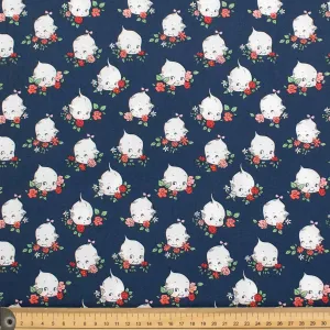 Navy Sew Kewpie Babies Cotton Print