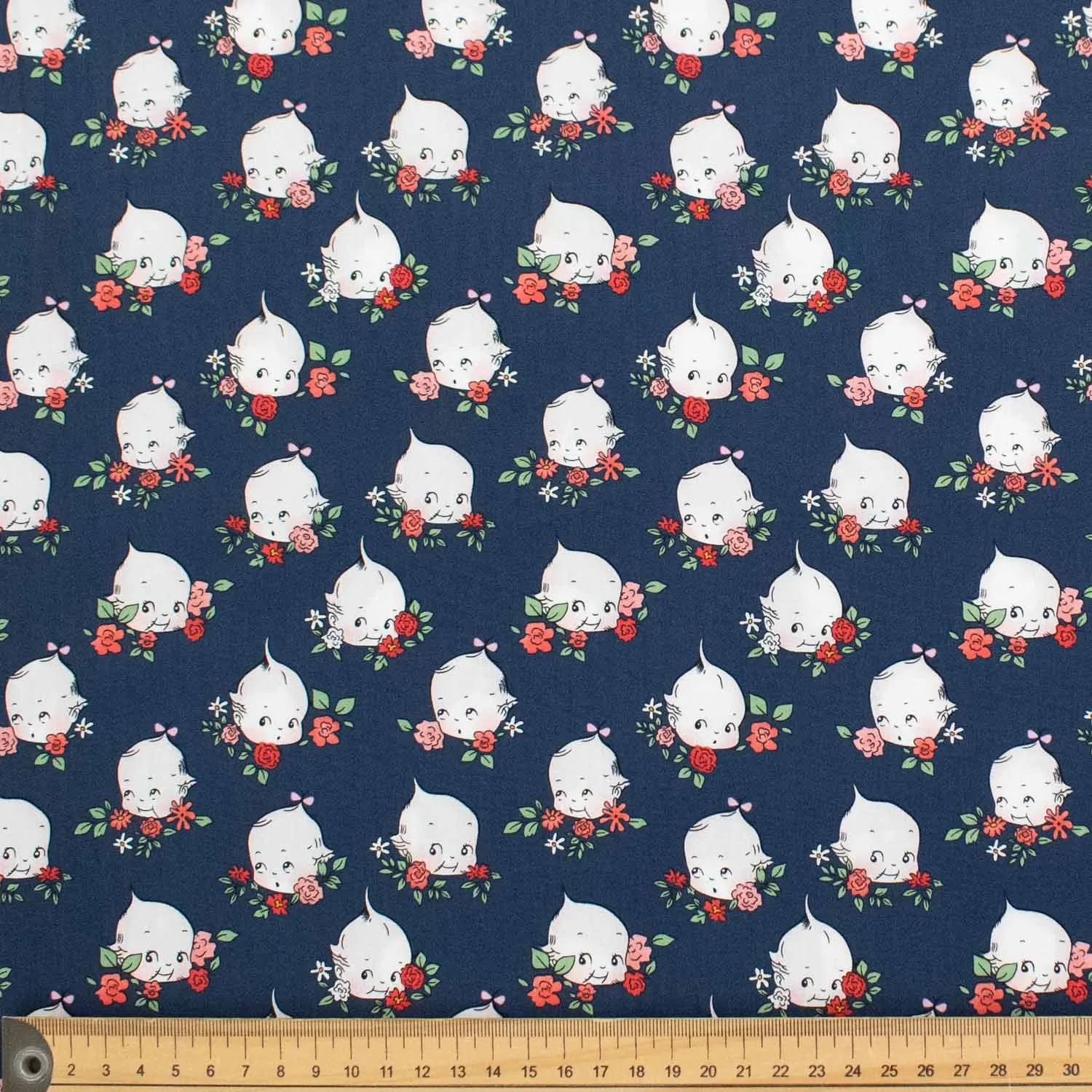 Navy Sew Kewpie Babies Cotton Print