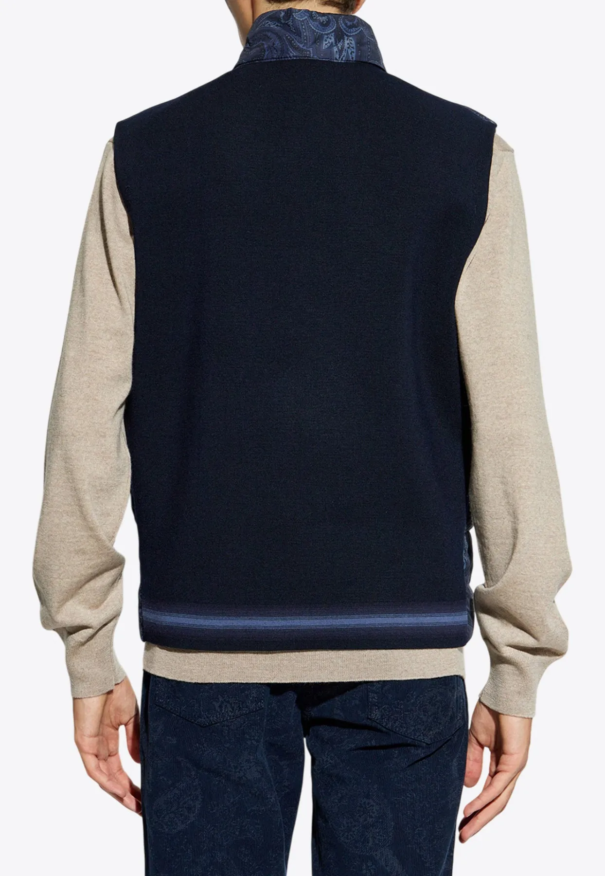 Paisley Print Zip-Up Quilted Vest