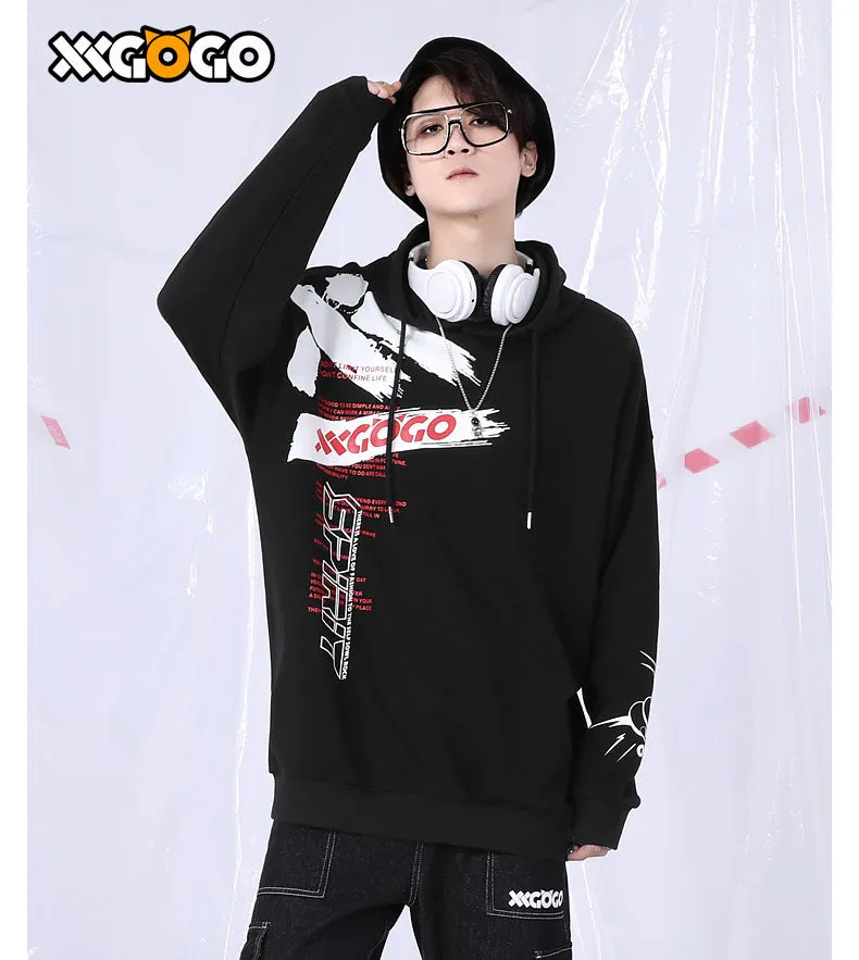 Plain Spray Letter Print Cotton Hoodies