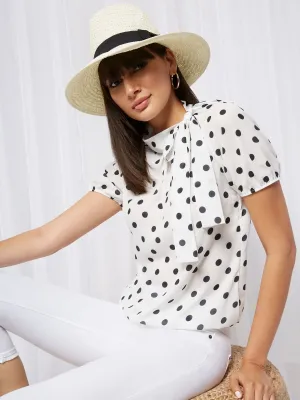 Polka Dot Bow Blouse - Sweet Pea