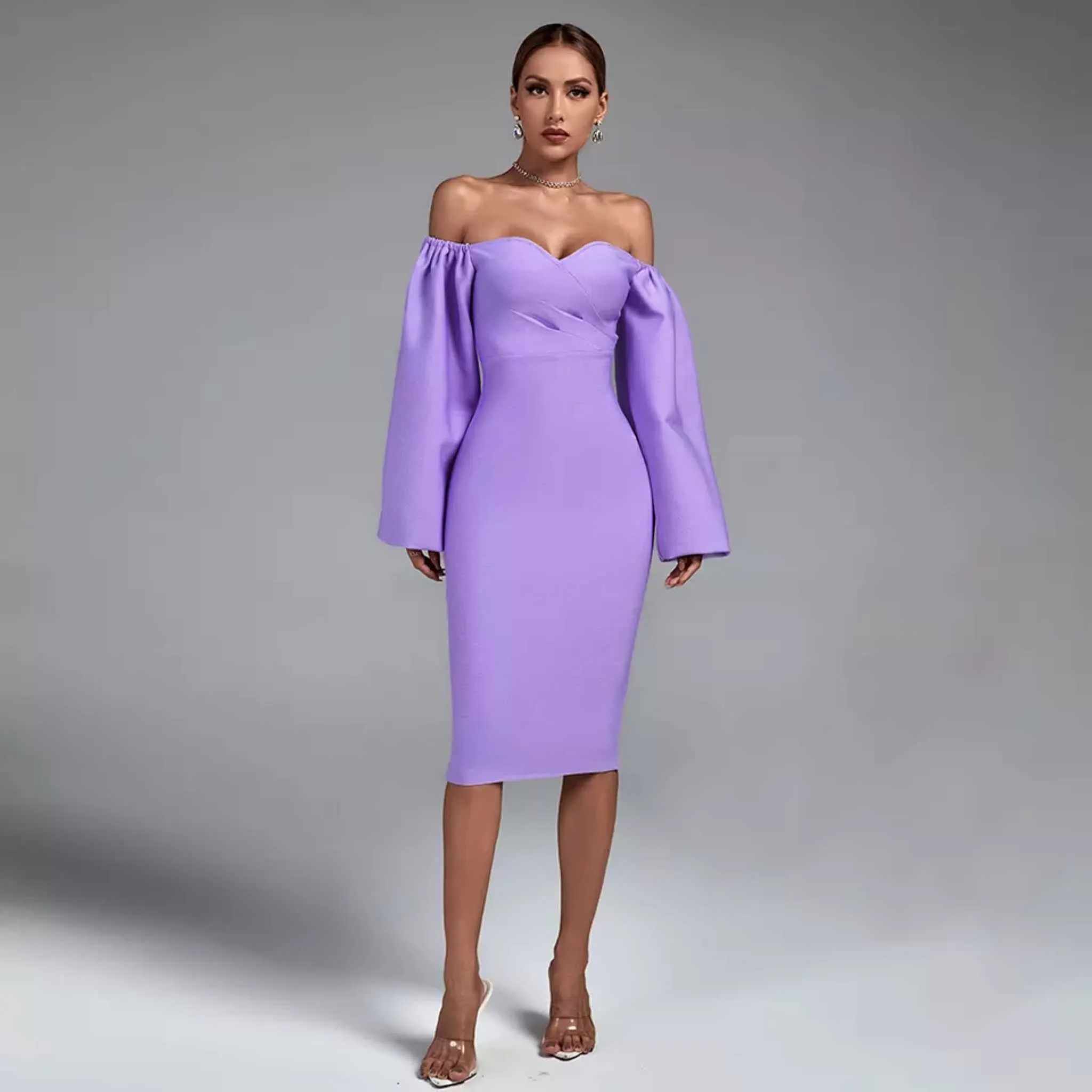Puff Sleeve Midi Dress