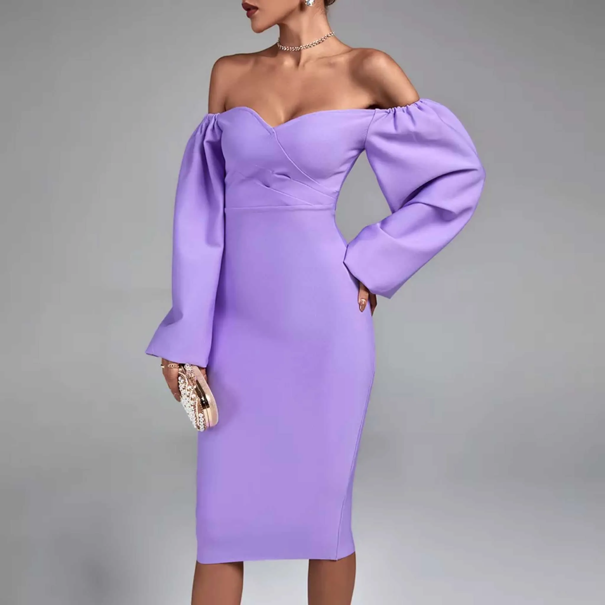 Puff Sleeve Midi Dress