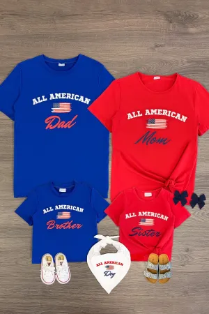 "All American" Matching Family Red & Blue Tops