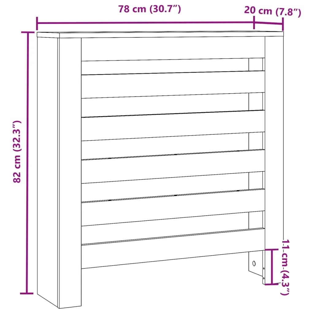 Radiator Cover White 78x20x82 cm Engineered Wood