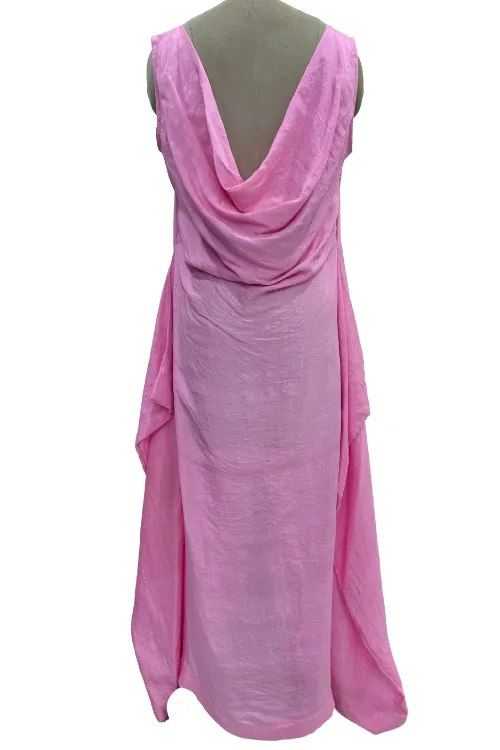 Sleeveless long dress with back cowl neck-Cleopatra Cherry Blossom