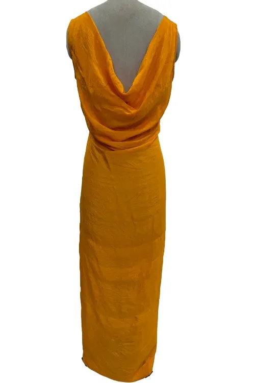 Sleeveless long dress with back cowl neck-Cleopatra Marigold