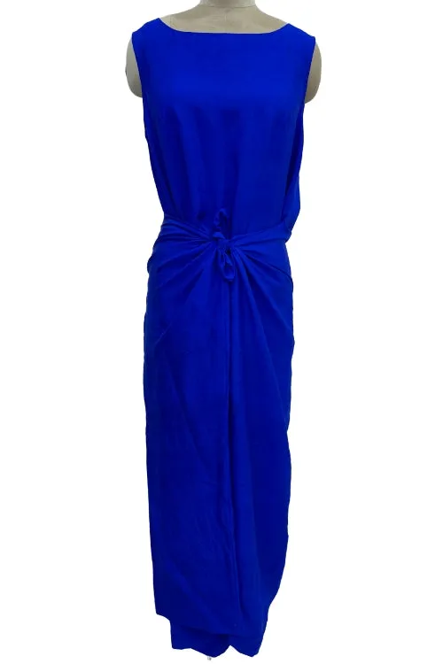 Sleeveless long dress with back cowl neck-Cleopatra Ultramarine