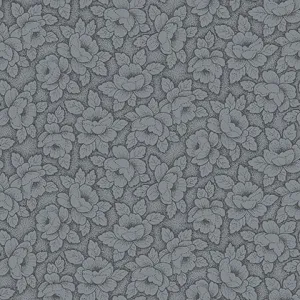 Stof Fabrics Colourflow Charcoal Flowers with Leaves Cotton Prints