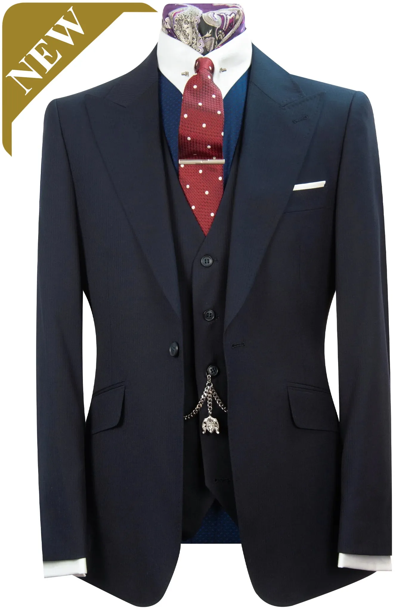 The Follett Navy Herringbone Suit