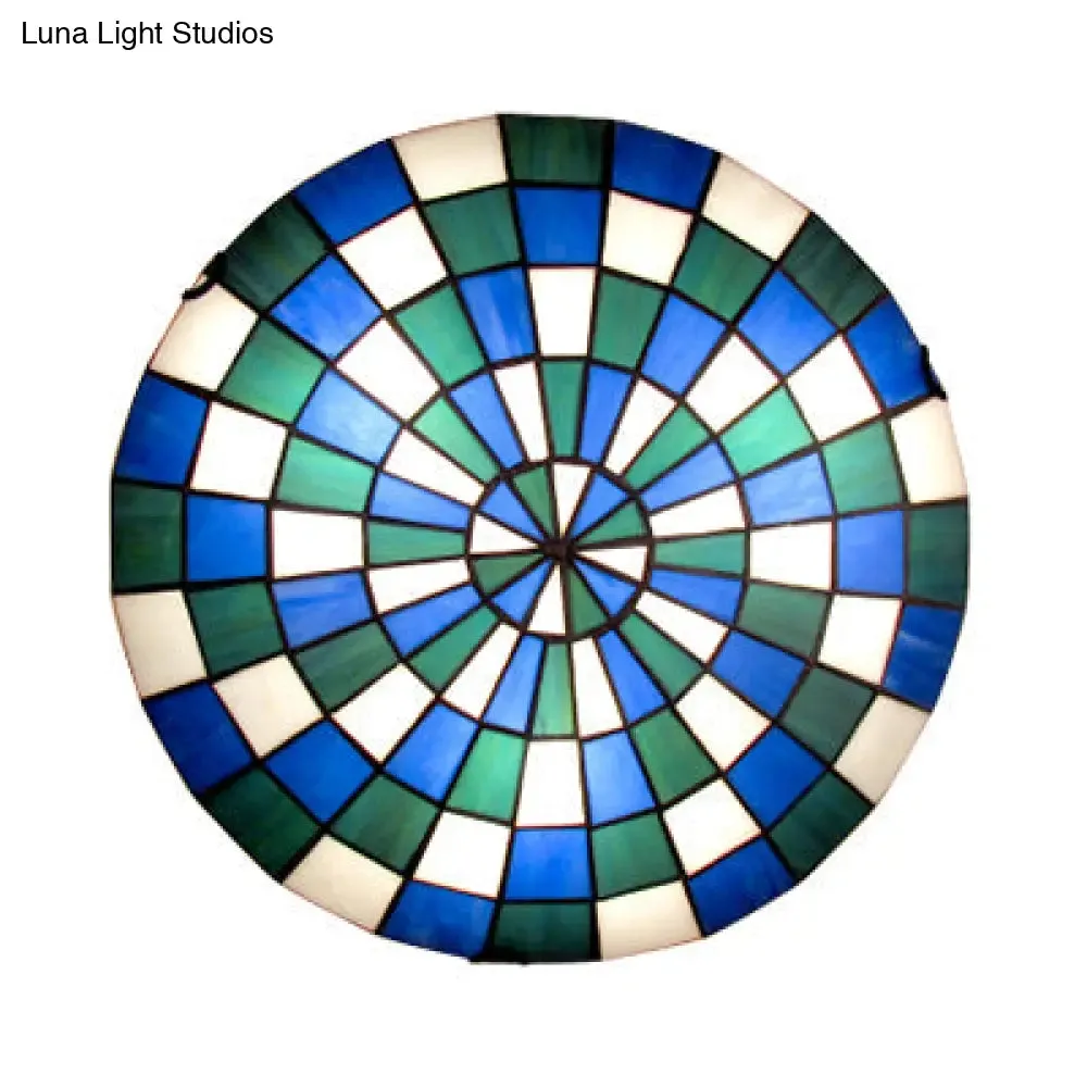 Tiffany Mosaic Dome Ceiling Mount Stained Glass Ceiling Lamp - Blue Kitchen Lighting
