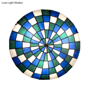 Tiffany Mosaic Dome Ceiling Mount Stained Glass Ceiling Lamp - Blue Kitchen Lighting