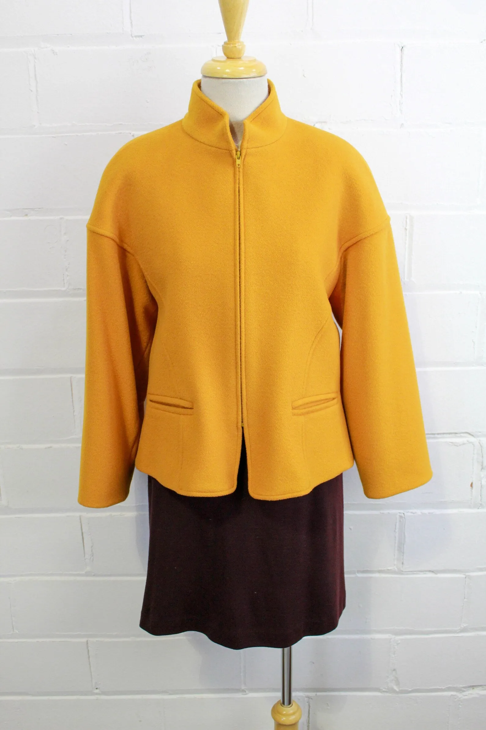 Vintage 1980s Ochre Wool Cashmere jacket, Guy Laroche, Large