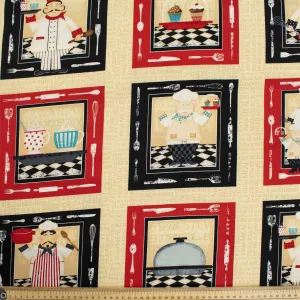 Wilmington Prints Kitchen Food Cook on Checks Cotton Prints