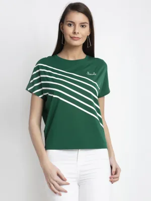 Women Green Round Neck Solid T-Shirt
