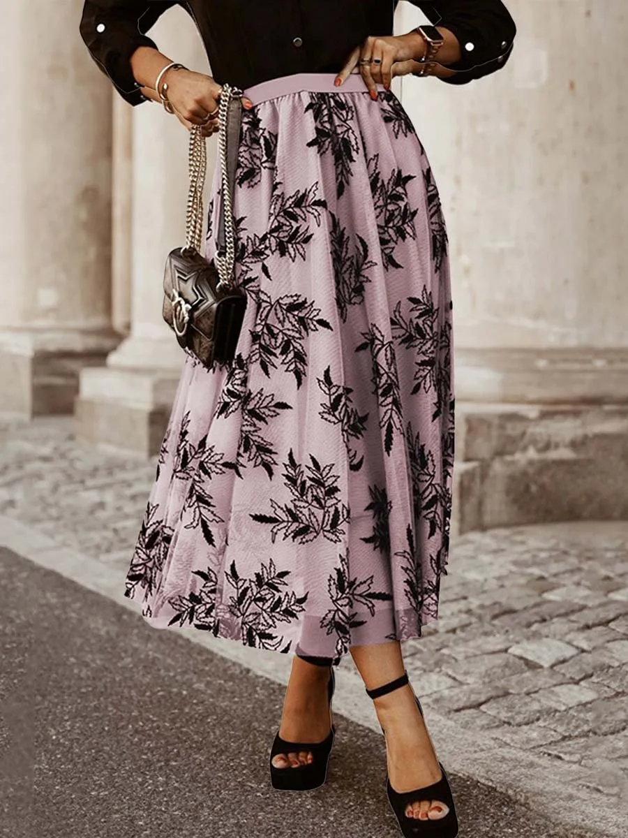 Women's Vintage Embroidered High Waist Skirt
