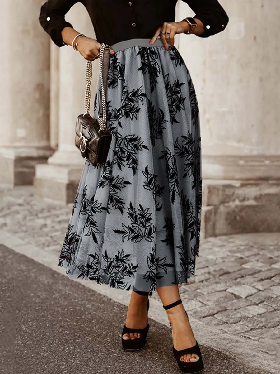 Women's Vintage Embroidered High Waist Skirt