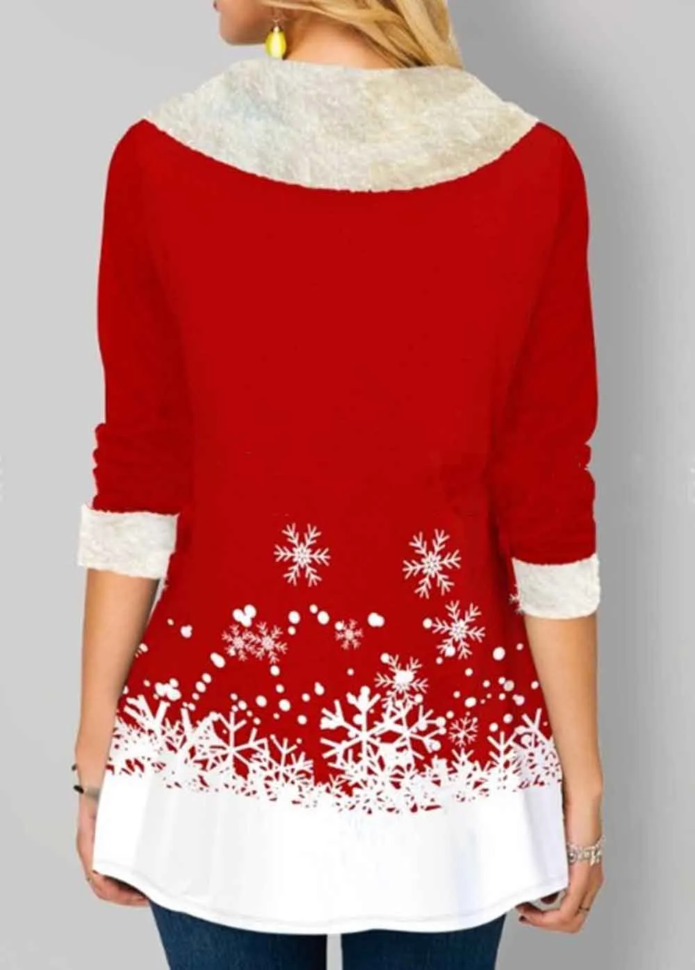 Wool Collar Christmas Printed Sweatshirt
